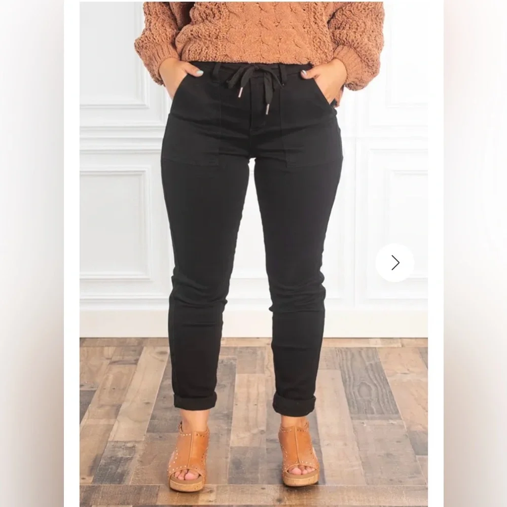 The Addison Black Joggers By Judy Blue super soft & stretchy - Picture 2 of 4